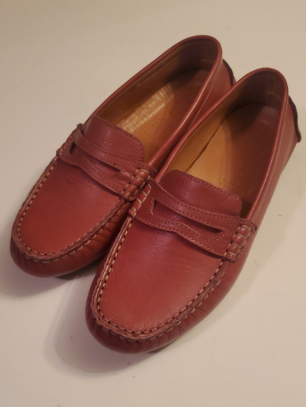 Spring Step Womens Penny Loafers in Dark Red.